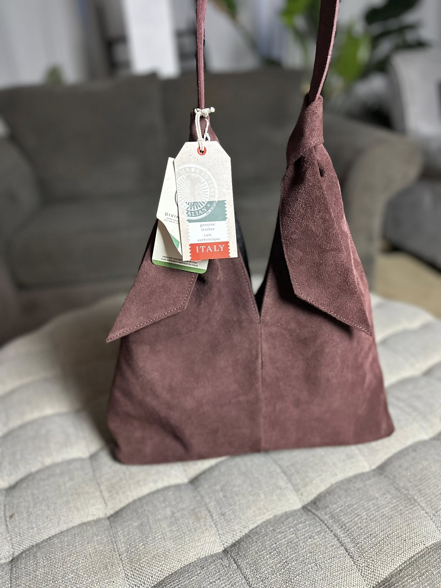 Leather Genuine Italian Rusty Maroon Handbag