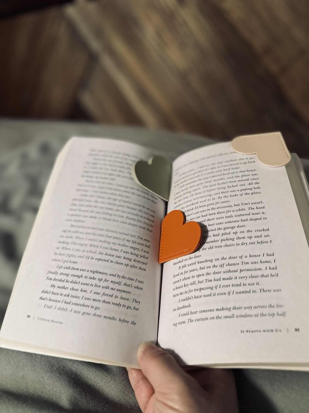 Leather Heart Bookmarks-set of two