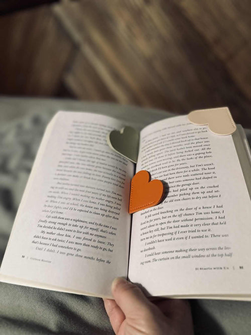 Leather Heart Bookmarks-set of two